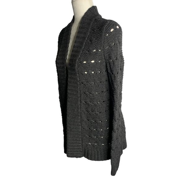 Ann Taylor Chunky Knit Cardigan Sweater S Grey Open Front Loose Long Sleeves - Picture 3 of 6